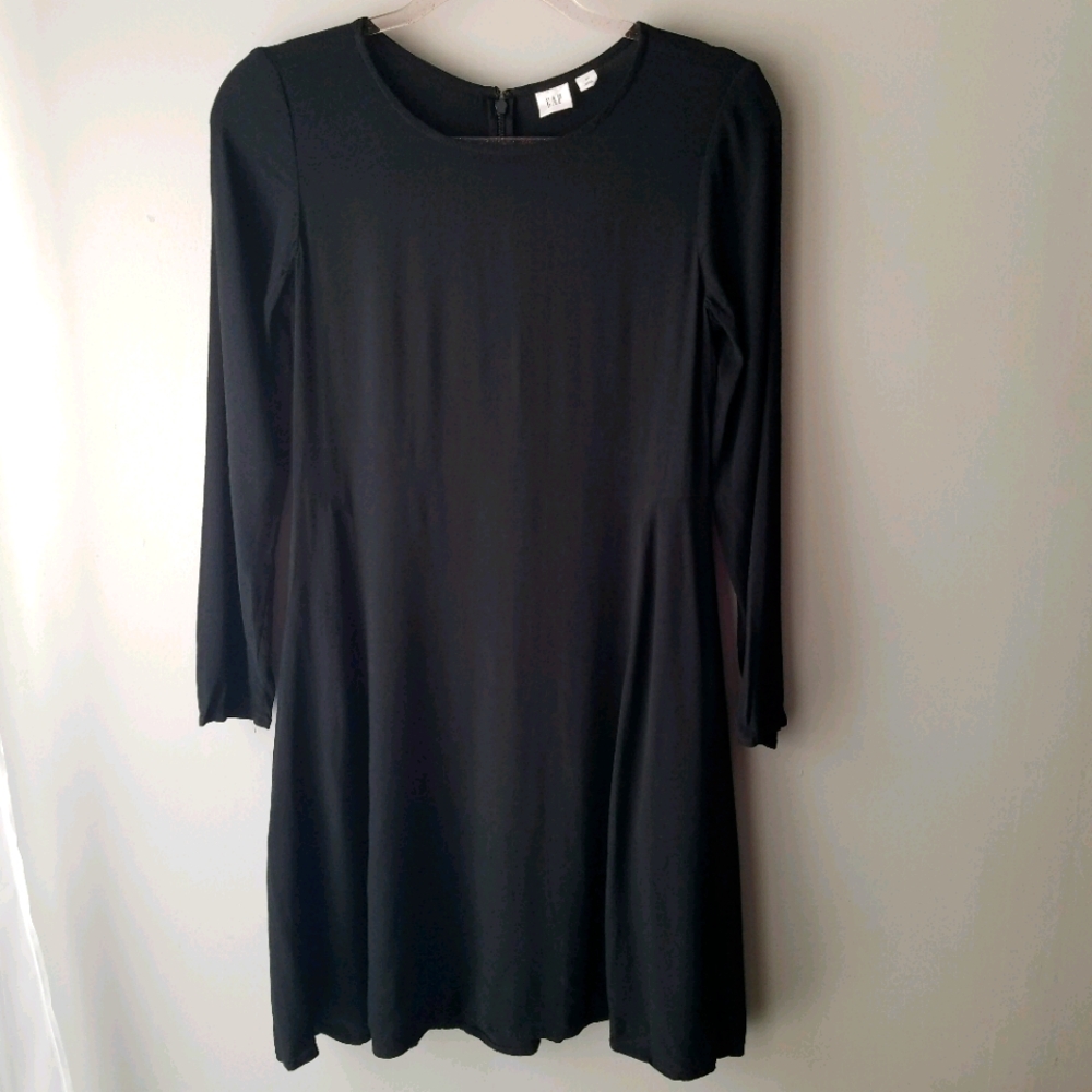 Gap Black Rayon Swing Dress XS With Pockets